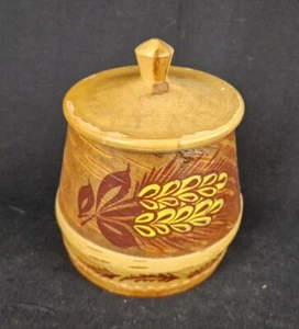 Scatola con coperchio vintage corteccia di betulla grano - fatta a mano lavoro contadino - anni '60 - Foto 1 di 4