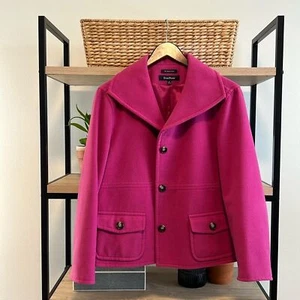 Evan Picone Magenta Button Heavy Weight Brushed Fleece Pea Coat w/Pockets , XL - Picture 1 of 7