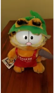 1981 GARFIELD A GOOD ELF IS HARD TO FIND 9.5" PLUSH SANTA'S HELPER Cat Christmas - Picture 1 of 8
