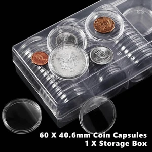 40.6mm Direct Fit Airtight 1oz Silver Eagles Bullion Coin Holders Capsules 60PCS - Picture 1 of 13