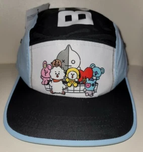 BTS BT21 Friends Group 5-Panel Strapback Hat Blue White Black One Size New NWT - Picture 1 of 2