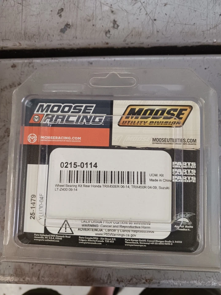 Moose Rear Axle Wheel Bearing Kit 0215-0114 Honda TRX450R and LTZ400 - Image 1 of 1