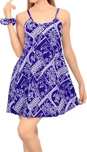 LA LEELA Women's Beach Dress Comfy Swing Tunic T-Shirt Dress M Royal Blue_Z63 - Picture 1 of 3
