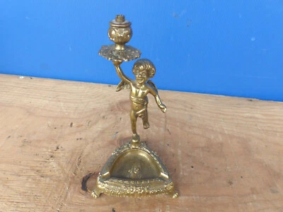 Lámpara de mesa de latón vintage base querubín ángel estatuilla estilo antiguo Foto 1 de 4