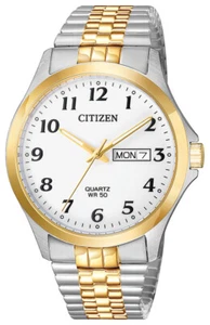 Citizen Men's Quartz Date Gold Silver Stainless Steel Watch 38mm BF5004-93A - Picture 1 of 3
