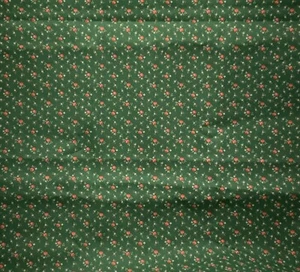Vintage VIP CRANSTON PRINT WORKS 2.75 yds L x 42”- Tiny Red Roses Green - Picture 1 of 1