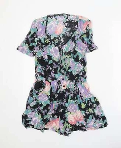 Warehouse Womens Black Viscose Blend Playsuit One-Piece Size 8 Tie - Picture 1 of 12