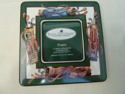 NEW Golf Theme Papel Porcelain Picture Frame 6.5 x 6.5" Holds 3.5 x 3.5" Photo  - Image 1 of 4
