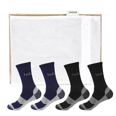 Laulax 4 pairs high quality heavy duty work socks size 6-11 comfort black navy