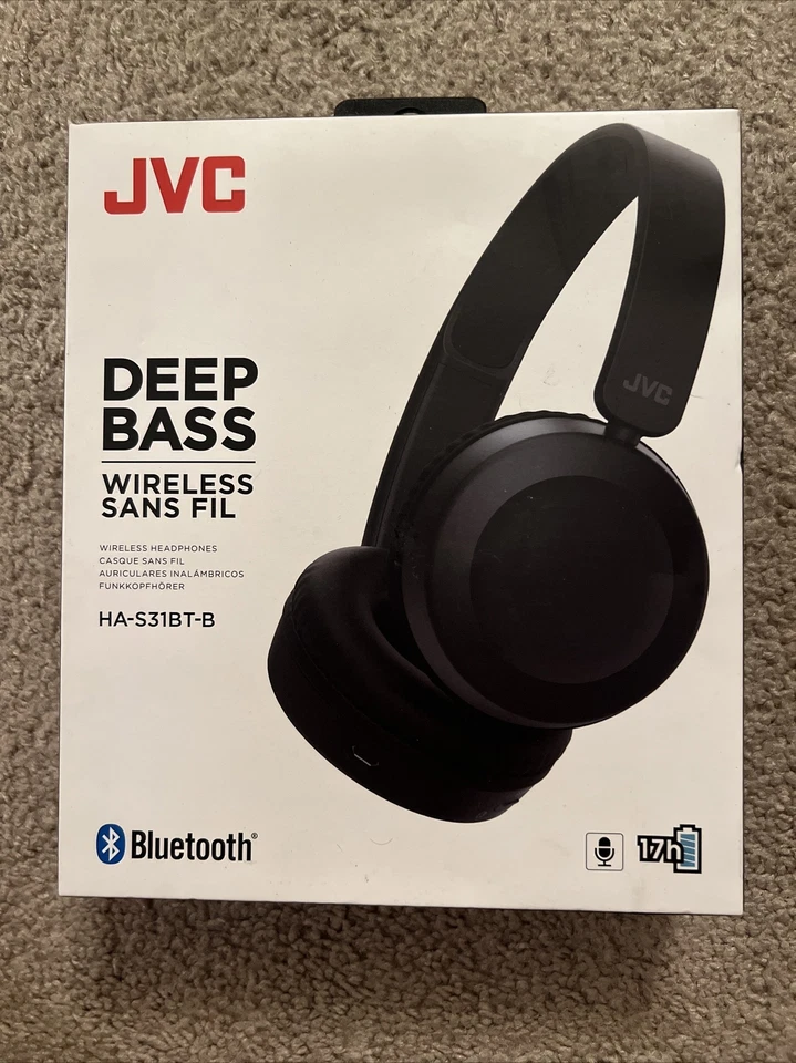 JVC Deep Bass Wireless Bluetooth Headphones - Model HA-S36W - Black