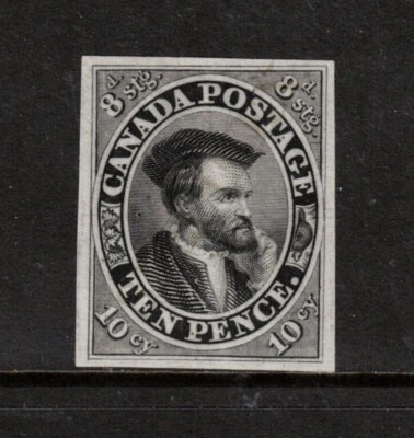 Canadá #7TCii placa extra fina a prueba en papel India en negro **Con certificado.** Foto 1 de 2