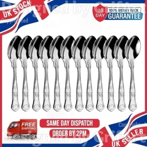 12 TWELVE KINGS TEA SPOONS SET OF CUTLERY QUALITY DESIGN PATTERN CATERING GRADE - Picture 1 of 4