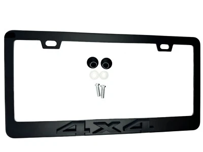 BLACK Emblem License Plate Frame Logo Stainless Steel 4x4 Truck Tundra Tacoma - Image 1 of 4