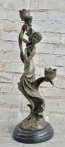 Handcrafted bronze sculpture SALE Holder Candle Maiden Kassin Original Sale Deco - Picture 1 of 11