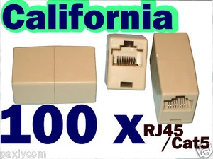 100 X RJ45 CAT5 Female CAT5E Network Ethernet Connector Adapter Joiner Coupler 6 - Picture 1 of 3