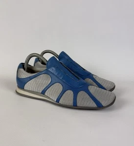 Vintage Prada Low Top Sneakers Shoes Leather Blue Grey Women’s Size 38 US8 Y2K - Picture 1 of 13