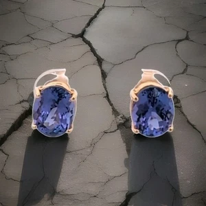 Natürlicher Tansanit-Ohrstecker 1,30 kt 14 Karat Gold AAAA-Qualität Vintage  - Bild 1 von 5