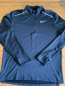 Erwachsene Nike schwarz Dry-Fit Large Langarm Viertel-Reißverschluss Laufen Golf Sport - Bild 1 von 4