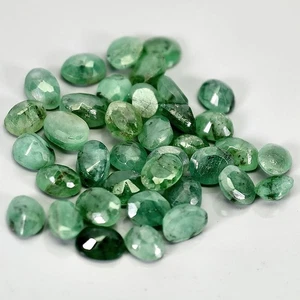 Oval Cut Natural Unheated Green Emerald Brazil 37pcs 5.52ct 4x3mm Lot Gemstone - Picture 1 of 13