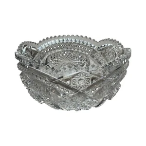 Antiguo cuenco ABP de vidrio cortado HAWKES o Clarke posiblemente patrón acolchado con botón de estrella - Imagen 1 de 12