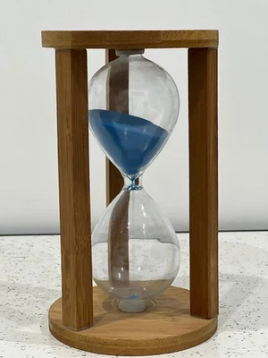 1 pieza temporizador de arena de 5 minutos, reloj de arena de madera para el hogar, azul Foto 1 de 4