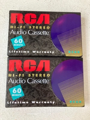Cintas de casete de audio en blanco estéreo Hi Fi de 60 minutos RCA paquete de 2 RC60 nuevas selladas Foto 1 de 2