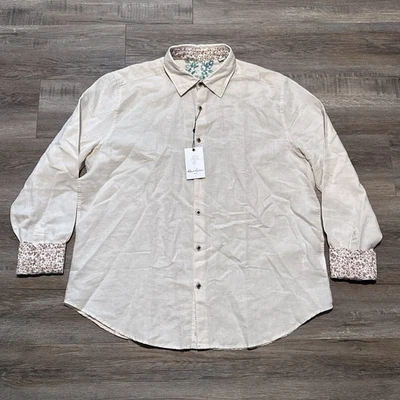 Robert Graham Men's Size 2XL Classic Fit Sand Linen Blend Long Sleeve Shirt XXL - Image 1 of 4