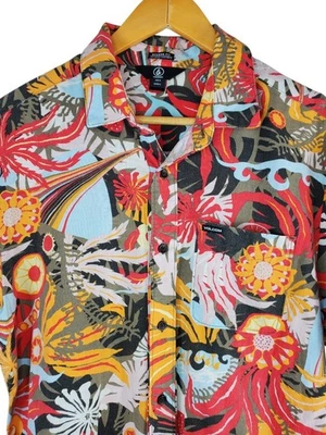 Volcom Mens Large Floral Button Up Shirt Modern Fit Hawaii Surf Skate Aloha - Image 1 of 4