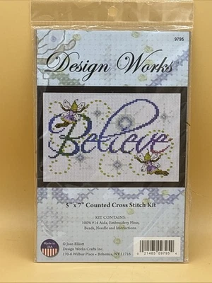 Design Works Believe Counted Cross Stitch Kit 5"X7" 14 Count - 9795 Joan Elliott - Image 1 of 3