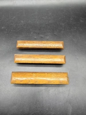Set Of 3 Vintage Teak Drawer Cupboard Handles Mid century 13 Cm Long Brown - Image 1 of 4