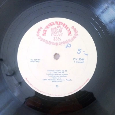 SUPRAPHON DVORAK TRIO F-MOL CZECH TRIO CELLO SADLO VIOLIN PLOCEK PIANO PALENICEK - Image 1 of 4