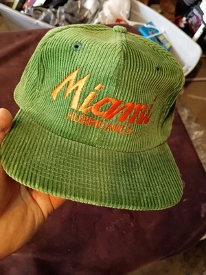 Sports Specialties Style Miami Hurricanes Green Corduroy Snapback Hat Twins - Image 1 of 4