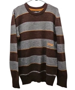 Vintage Billabong Y2K Striped Knit Sweater Gray Brown Wool Blend Size Medium - Picture 1 of 12