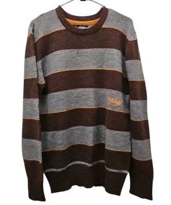 Vintage Billabong Y2K Striped Knit Sweater Gray Brown Wool Blend Size Medium - Image 1 of 4