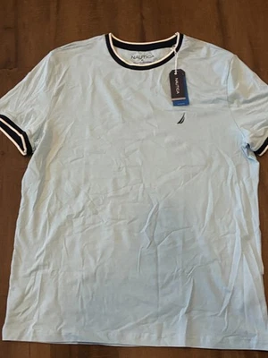 NWT Nautica Men's XL Short Sleeve Performance Shirt ICE Blue V55150 Collar Strip - Image 1 of 3