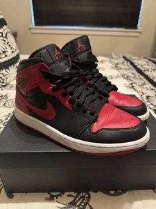 Air Jordan 1 Mid Herren Bred Größe 9,5 Gebraucht Top Zustand! - Bild 1 von 7