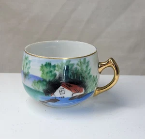 Hand Painted Japanese Demitasse Tea Cup With Gold Trim & Handle - Picture 1 of 8
