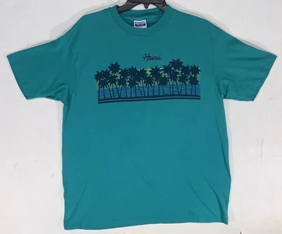 Vtg Single-Stich Hawaii Graphic Short Sleeve T-shirt Sz XL - Teal - Image 1 of 4