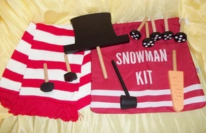 SCHNEEMANN SET 12 Teile zur Dekoration Ihres Außen SCHNEEMANN Mehrweg Holz NEU - Bild 1 von 3