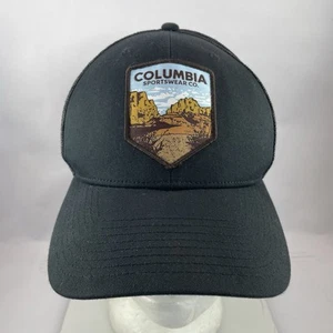 Columbia Sportswear Mountain Logo Mesh /trucker Snapback Cap Hat Black - Picture 1 of 6