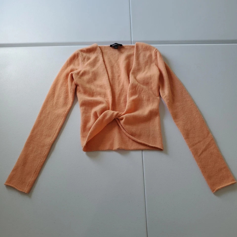 Suéter para mujer Y2K Bebe XS naranja 100 % cachemir torcido delantero manga larga pulóver Foto 1 de 4