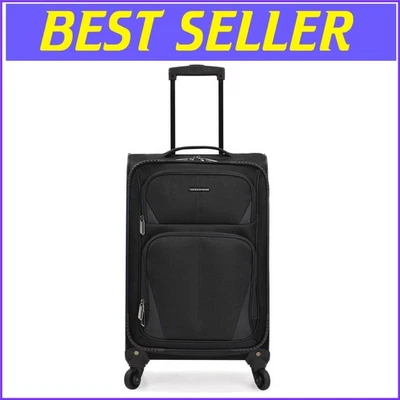 Equipaje de mano duradero expandible de 22 pulgadas negro con ruedas giratorias de 360 grados Foto 1 de 4