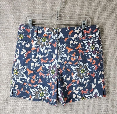 Ann Taylor LOFT The Riviera Короткие Смелые Цветочные Женские 6 Синий Оранжевый Хлопок НОВЫЕ - Изображение 1 из 4