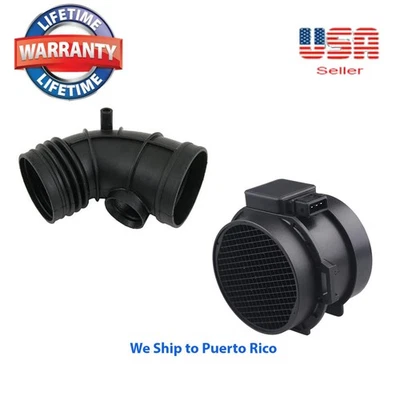 Sensor de fluxo de ar de massa e mangueira de entrada de ar compatível com BMW 530i 2001-2003 L6 3.0L E39  - Imagem 1 de 4