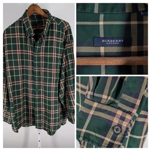 Burberry London Hemd XXL USA grün beige kariert kariert Baumwolle Vintage Button Down - Bild 1 von 7