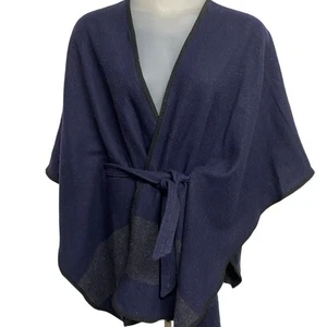 Ann Taylor Wollcape dunkelblau und schwarz mit Gürtel - Bild 1 von 4