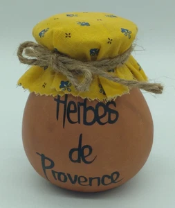 Herbes de Provence Small Unglazed Terracotta Pot w/ Decorative Cloth Cover - Picture 1 of 14