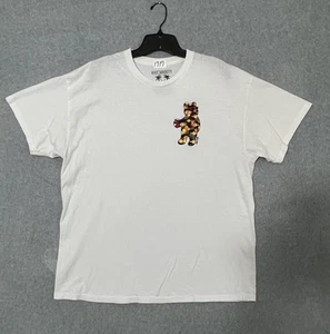 Camiseta Riot Society Para Hombre XL Blanca Oso de Palma Rojo Copa Logo Algodón - Imagen 1 de 9