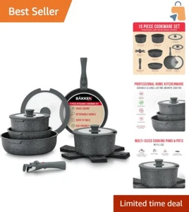 Durable 15-Piece Non-Stick Cookware with Detachable Handles – Health-Safe Design - Picture 1 of 11