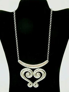 Collectible Vintage Hammered Silver Tone Heart Necklace 18"-20"  Adjustable - Picture 1 of 2